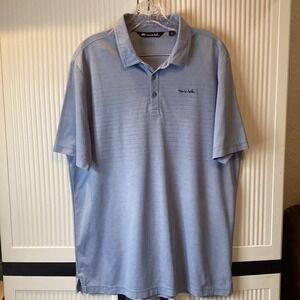 Travis Mathew Mens Polo Shirt Light Blue‎ Short Sleeve Size L Golf Casual